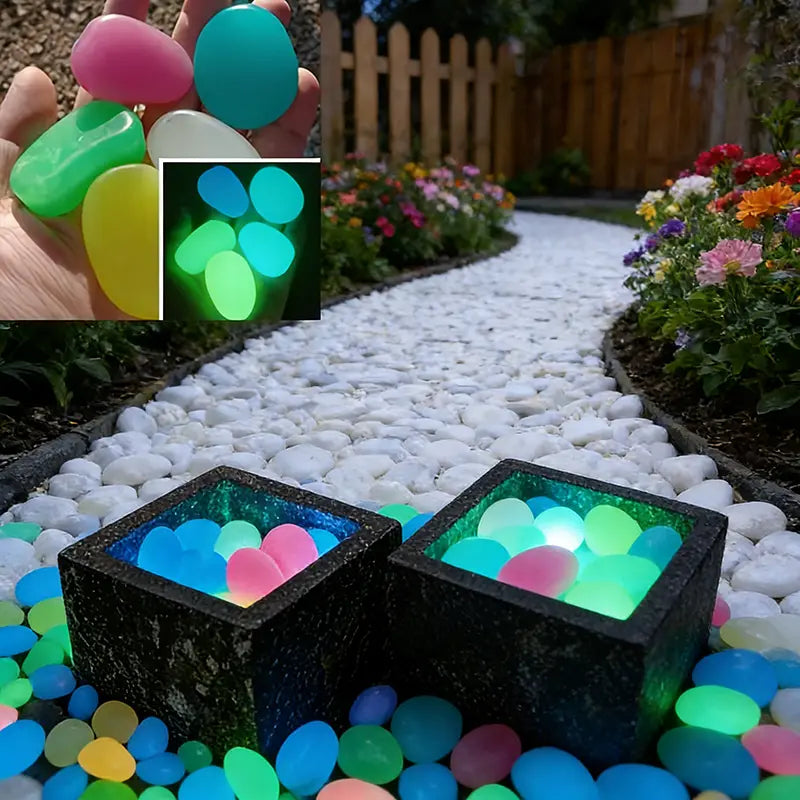 【Faddishdeal】Set of 32 Extra-Large, Dreamy, Glowing Pebbles for Garden Paths, Aquariums, and Starry Night Lighting—Perfect for Home and Outdoor Decor
