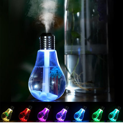 Bulb Humidifier, 400Ml USB Portable Desktop Humidifiers with 7 Color Mood Light, Quiet Personal Aroma Essential Oil Diffuser for Home Office Bedroom, Small Cool Mist Humidifier (6.22X3.46X3.46 In)