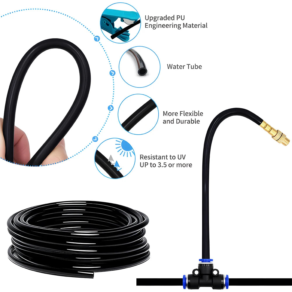 DIY Free Bending Universal Spray Kit for Greenhouse Garden Flowers Plant Watering Irrigation Patio Misting Cooling System