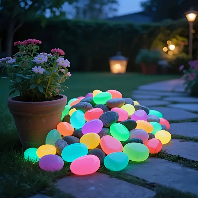 【Faddishdeal】Set of 32 Extra-Large, Dreamy, Glowing Pebbles for Garden Paths, Aquariums, and Starry Night Lighting—Perfect for Home and Outdoor Decor