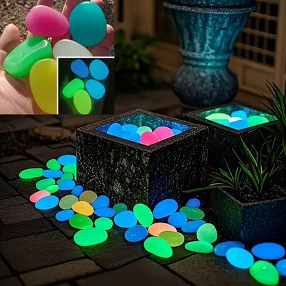 【Faddishdeal】Set of 32 Extra-Large, Dreamy, Glowing Pebbles for Garden Paths, Aquariums, and Starry Night Lighting—Perfect for Home and Outdoor Decor