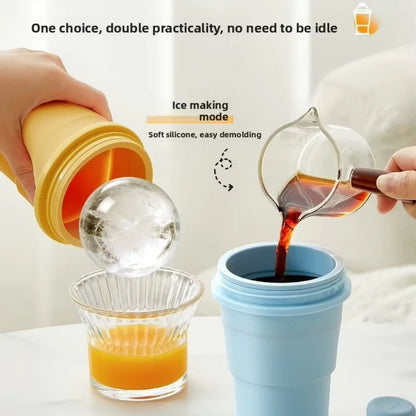 Outdoor Sports Silicone Cup, Self-Suction Foldable Silicone Cup, Multi-Functional Indoor Ice-Making Cup, Capacity 325ML