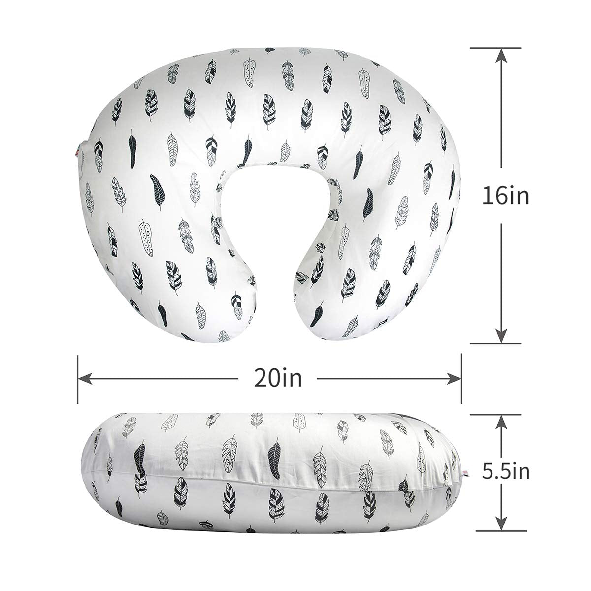BABY Nursing Pillow Cover Slipcover,100% Organic Cotton ,Soft and Comfortable,Feathers Design,Maternity Breastfeeding Newborn Infant Feeding Cushion Cover, ZT01