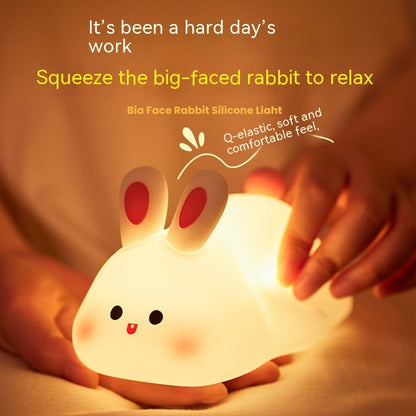 Adorable Touch Sensor LED Night Light - Big Face Rabbit Silicone Lamp for Kids - Perfect Christmas Gift and Home Decor