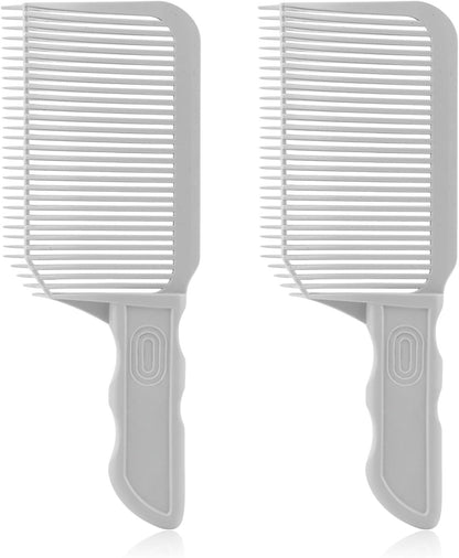 Saycker 2PCS Barber Gradient Positioning Combs, Ergonomic Barber Fade Combs Professional Hair Cutting Comb Haircut Flat/Curved Positioning Clipper Comb for Blending Fades for Home, Salon(Gray)