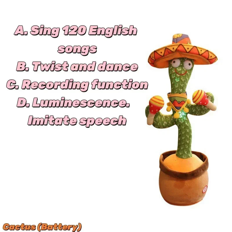 1Pc Dancing Cactus Toy,Repeat Talking ,Song Speaker Wriggle Dancing Sing Talk, Plushie Stuffed ,Interaction and Decoration