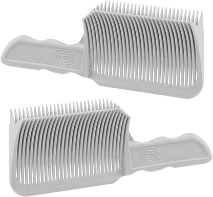 Saycker 2PCS Barber Gradient Positioning Combs, Ergonomic Barber Fade Combs Professional Hair Cutting Comb Haircut Flat/Curved Positioning Clipper Comb for Blending Fades for Home, Salon(Gray)
