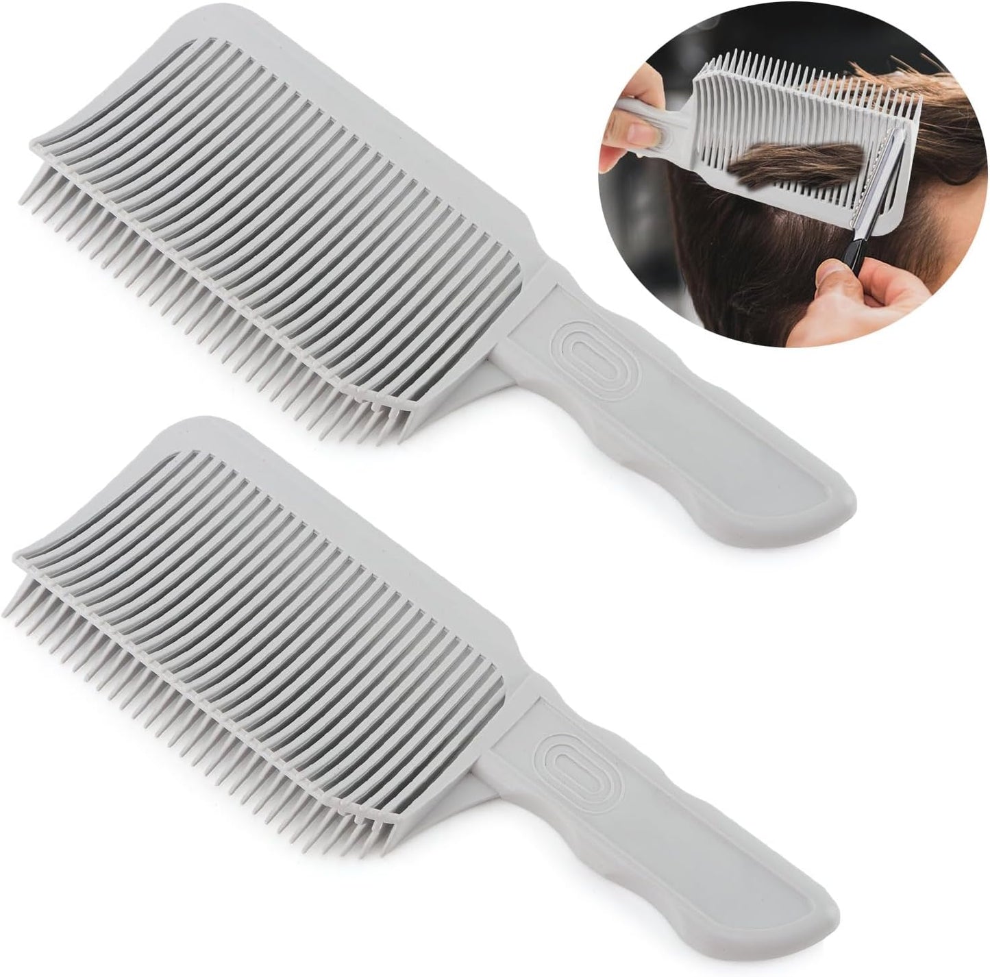 Saycker 2PCS Barber Gradient Positioning Combs, Ergonomic Barber Fade Combs Professional Hair Cutting Comb Haircut Flat/Curved Positioning Clipper Comb for Blending Fades for Home, Salon(Gray)
