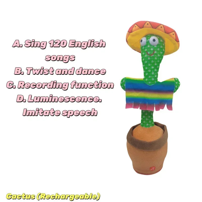 1Pc Dancing Cactus Toy,Repeat Talking ,Song Speaker Wriggle Dancing Sing Talk, Plushie Stuffed ,Interaction and Decoration