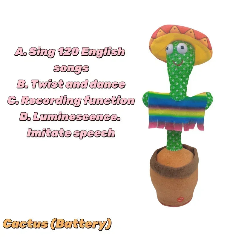1Pc Dancing Cactus Toy,Repeat Talking ,Song Speaker Wriggle Dancing Sing Talk, Plushie Stuffed ,Interaction and Decoration