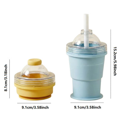Outdoor Sports Silicone Cup, Self-Suction Foldable Silicone Cup, Multi-Functional Indoor Ice-Making Cup, Capacity 325ML