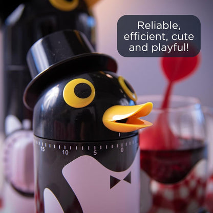 Penguin Tea Boy with Built-In Timer, Tea Bag Holder, Automatic Tea Bag Lifter, Precision Tea Timer, Plastic Tea Brewing Gadget, Tea Accessories & Necessities