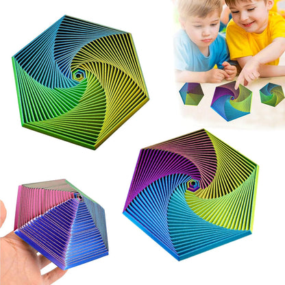 Easter Basket Stuffers for Teens Toddler, 2 Packs 3D Printed Expanded Sensory Fidget Star, Fractal Fidget Hexagon Fingertip Spiral Toy, Stress Relief Desk Spinning Toy for Kids Classroom Gifts
