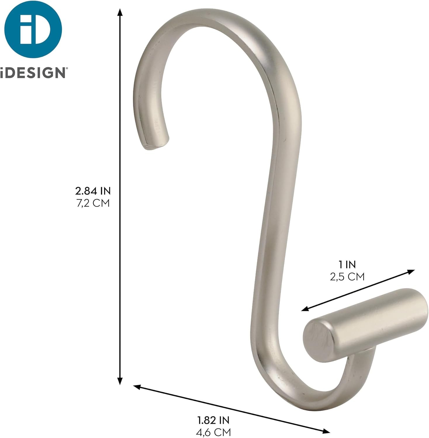 76752 Metal T-Bar Shower Curtain Hooks Rust Resistant Rings for Kid'S, Guest, Master Bathroom, 1" X 1.75" X 2.75", Set of 12, Satin