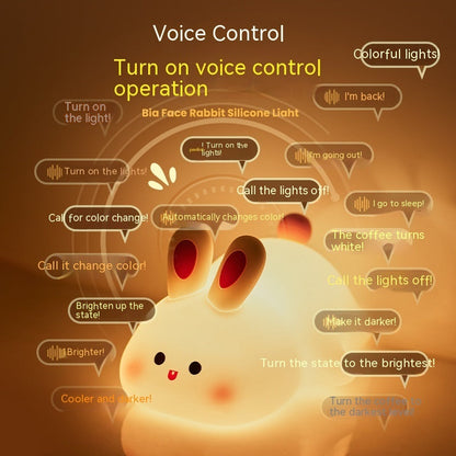 Adorable Touch Sensor LED Night Light - Big Face Rabbit Silicone Lamp for Kids - Perfect Christmas Gift and Home Decor