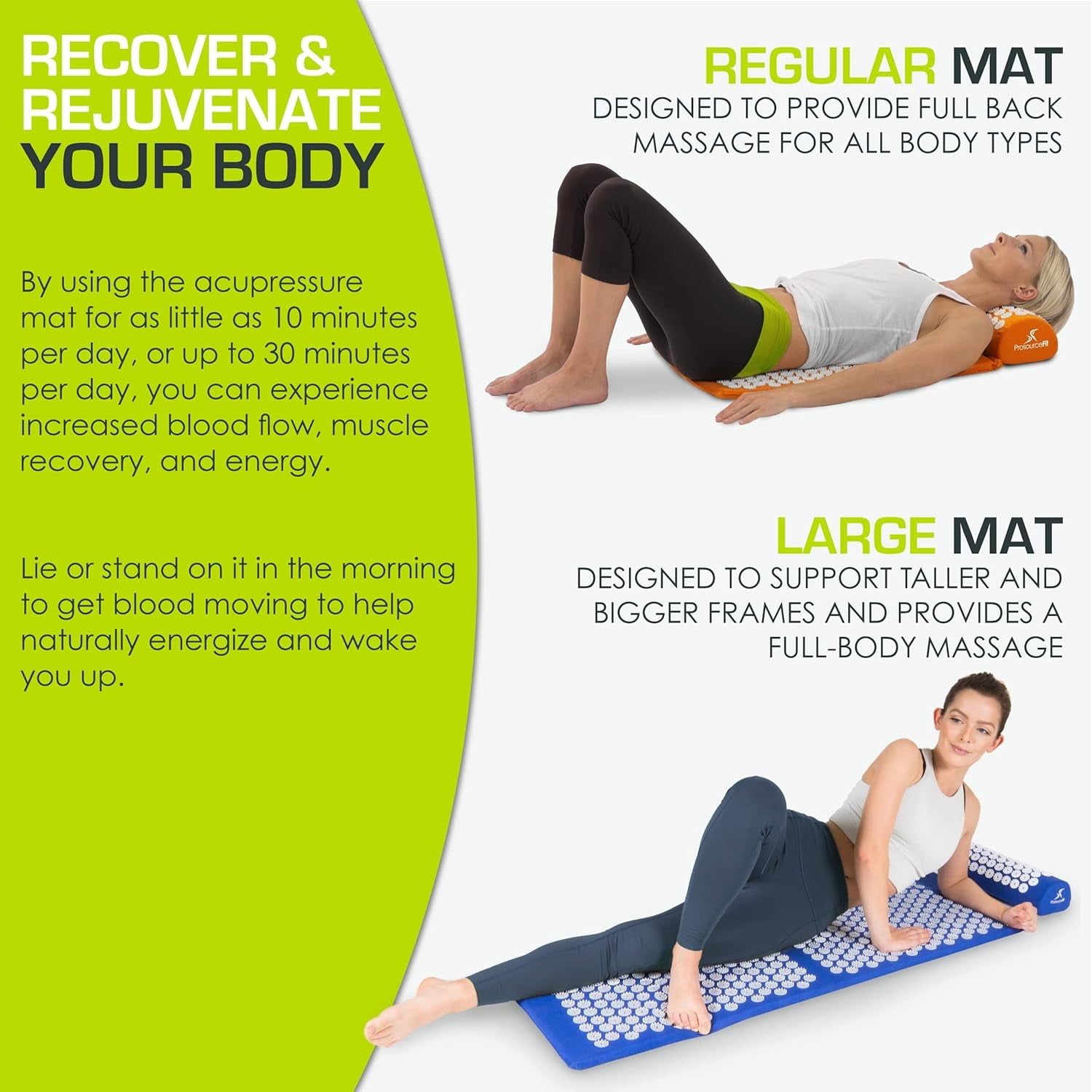 Acupressure Mat and Pillow Set for Back/Neck Pain Relief and Muscle Relaxation