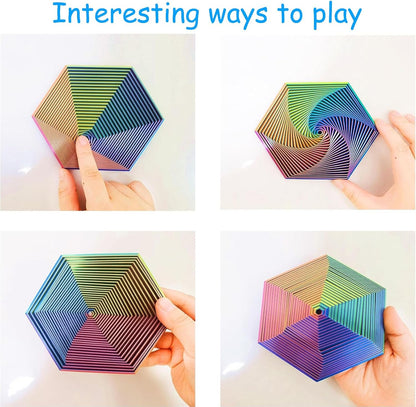 Easter Basket Stuffers for Teens Toddler, 2 Packs 3D Printed Expanded Sensory Fidget Star, Fractal Fidget Hexagon Fingertip Spiral Toy, Stress Relief Desk Spinning Toy for Kids Classroom Gifts