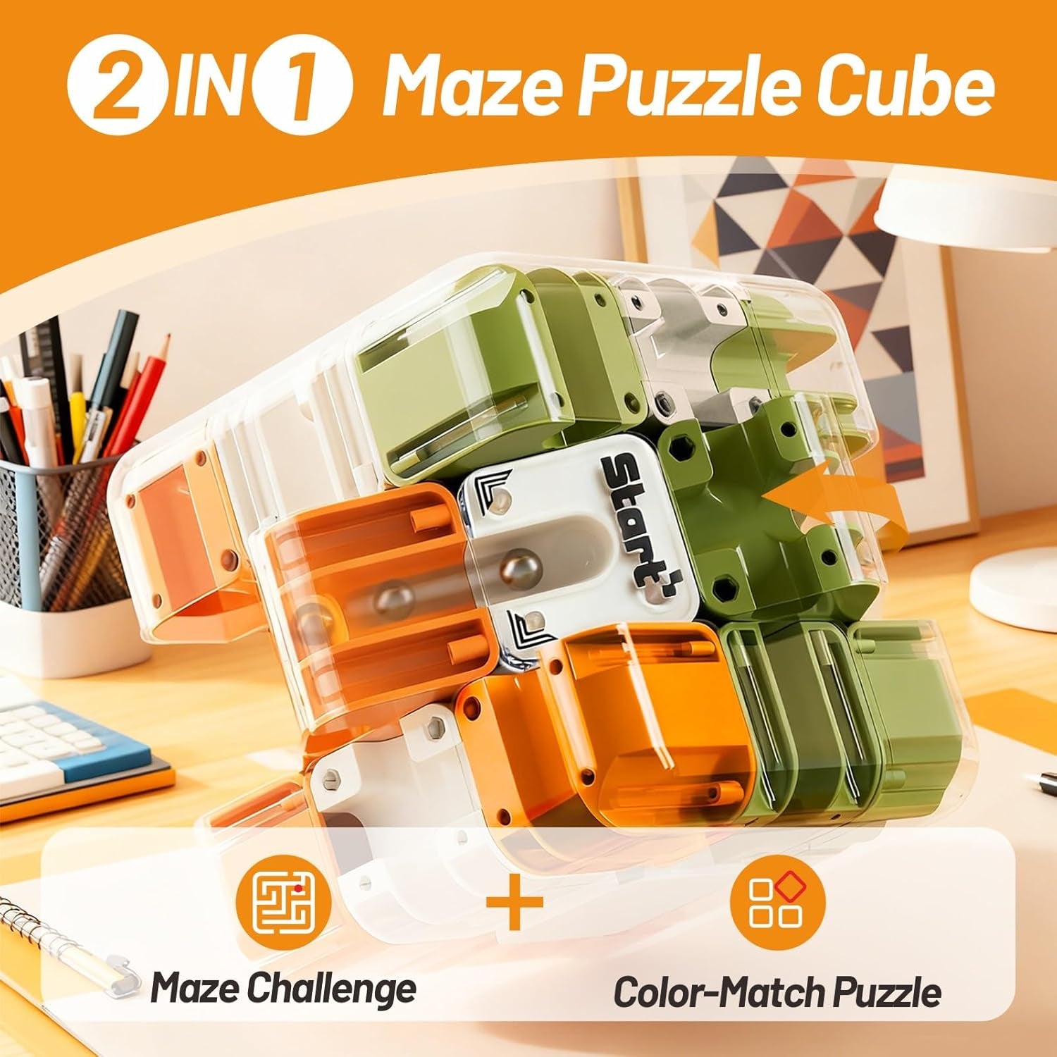 3D Maze Cube Ball Puzzle - Brain Teaser Game for Adults, Teens & Kids 8+ | Educational Sensory Fidget Toy for Focus & Logical Thinking | Durable Travel & Birthday for Boys Girls