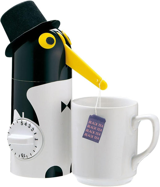 Penguin Tea Boy with Built-In Timer, Tea Bag Holder, Automatic Tea Bag Lifter, Precision Tea Timer, Plastic Tea Brewing Gadget, Tea Accessories & Necessities