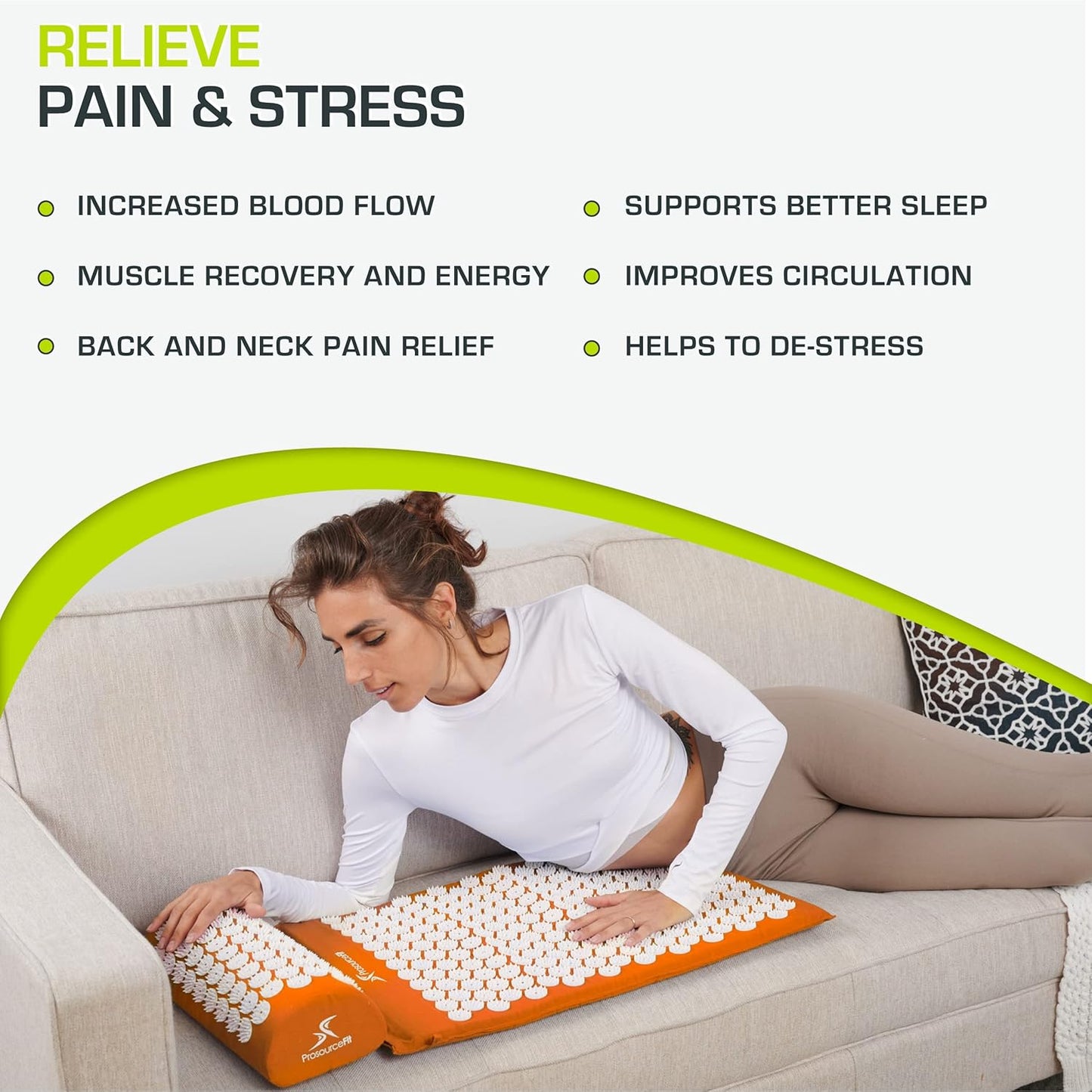 Acupressure Mat and Pillow Set for Back/Neck Pain Relief and Muscle Relaxation