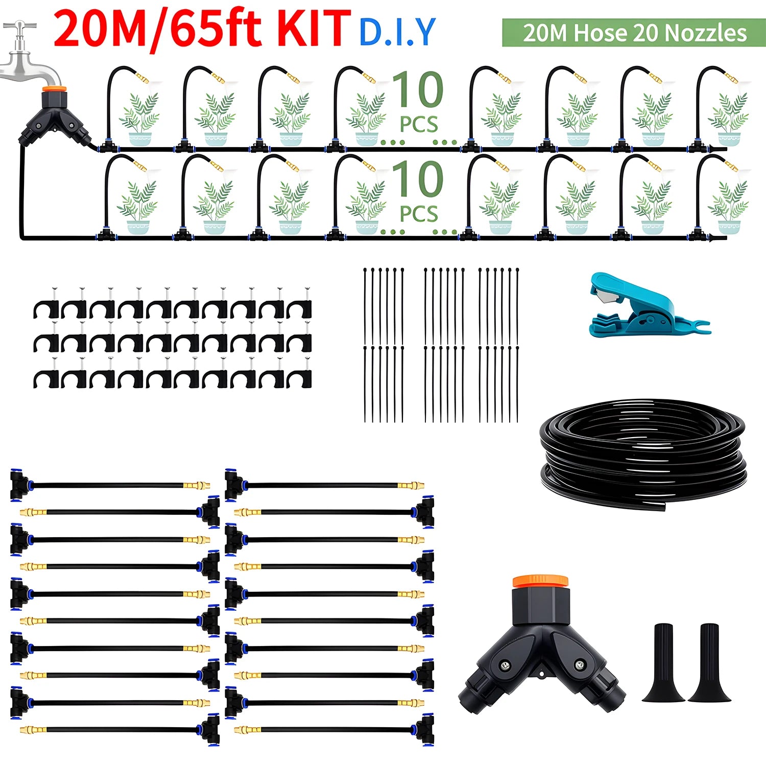 DIY Free Bending Universal Spray Kit for Greenhouse Garden Flowers Plant Watering Irrigation Patio Misting Cooling System