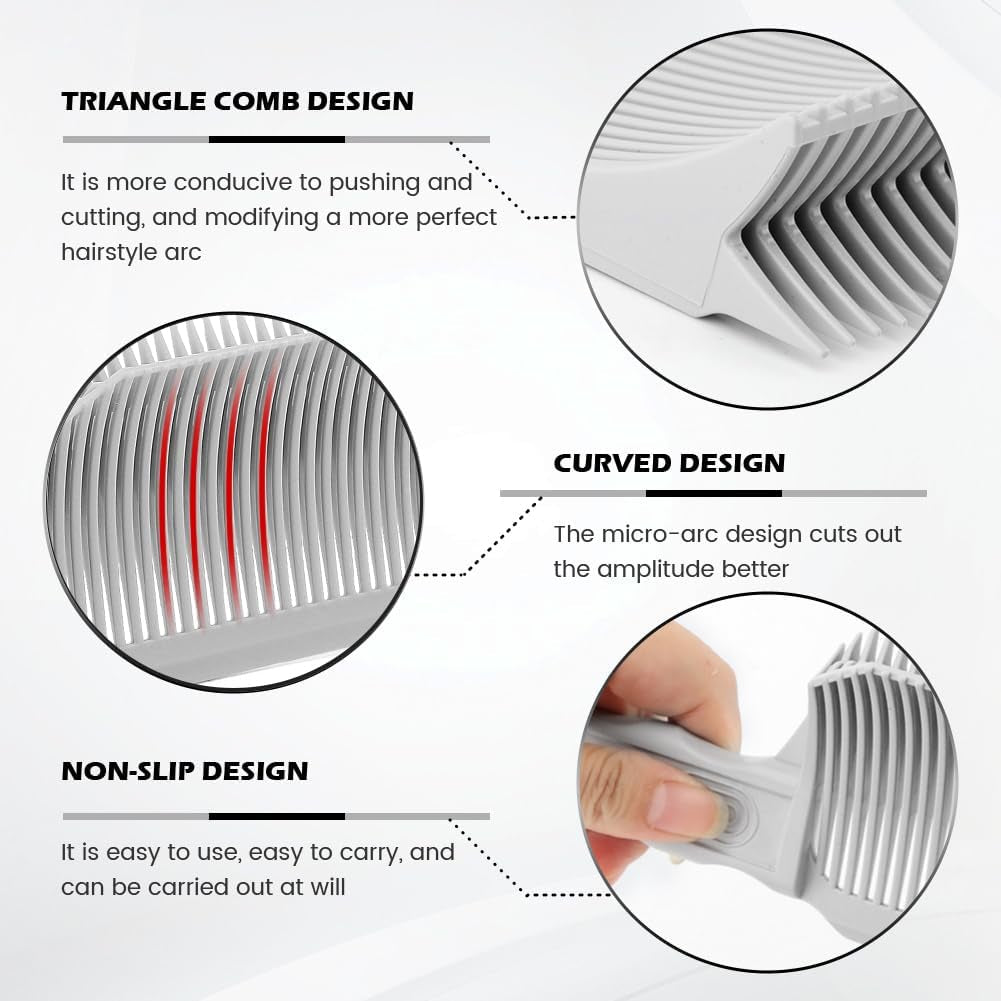 Saycker 2PCS Barber Gradient Positioning Combs, Ergonomic Barber Fade Combs Professional Hair Cutting Comb Haircut Flat/Curved Positioning Clipper Comb for Blending Fades for Home, Salon(Gray)