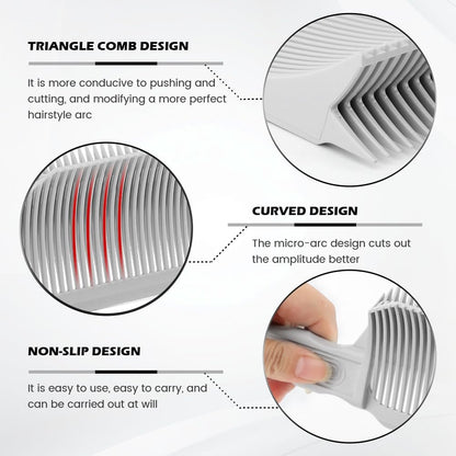 Saycker 2PCS Barber Gradient Positioning Combs, Ergonomic Barber Fade Combs Professional Hair Cutting Comb Haircut Flat/Curved Positioning Clipper Comb for Blending Fades for Home, Salon(Gray)
