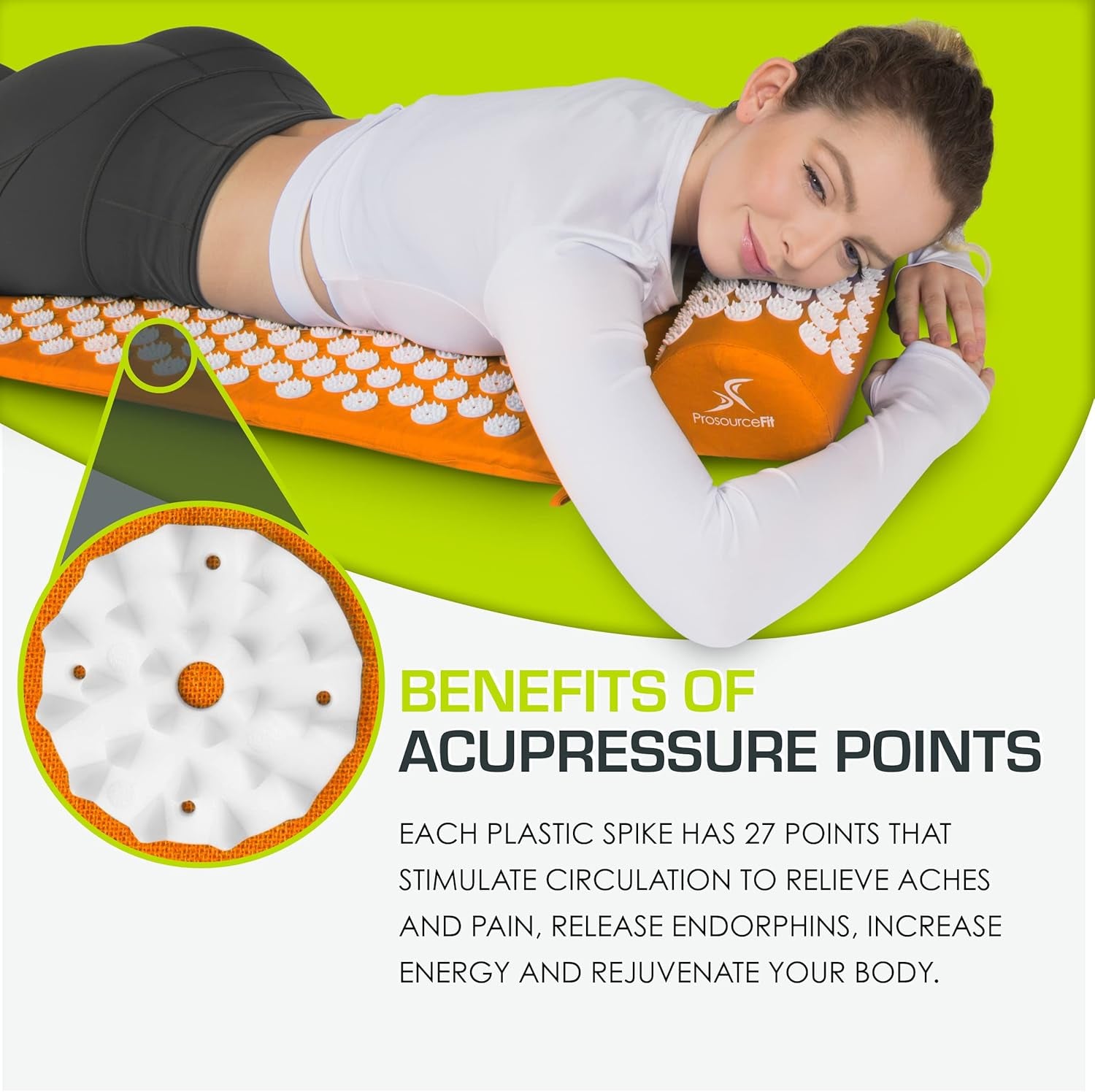 Acupressure Mat and Pillow Set for Back/Neck Pain Relief and Muscle Relaxation