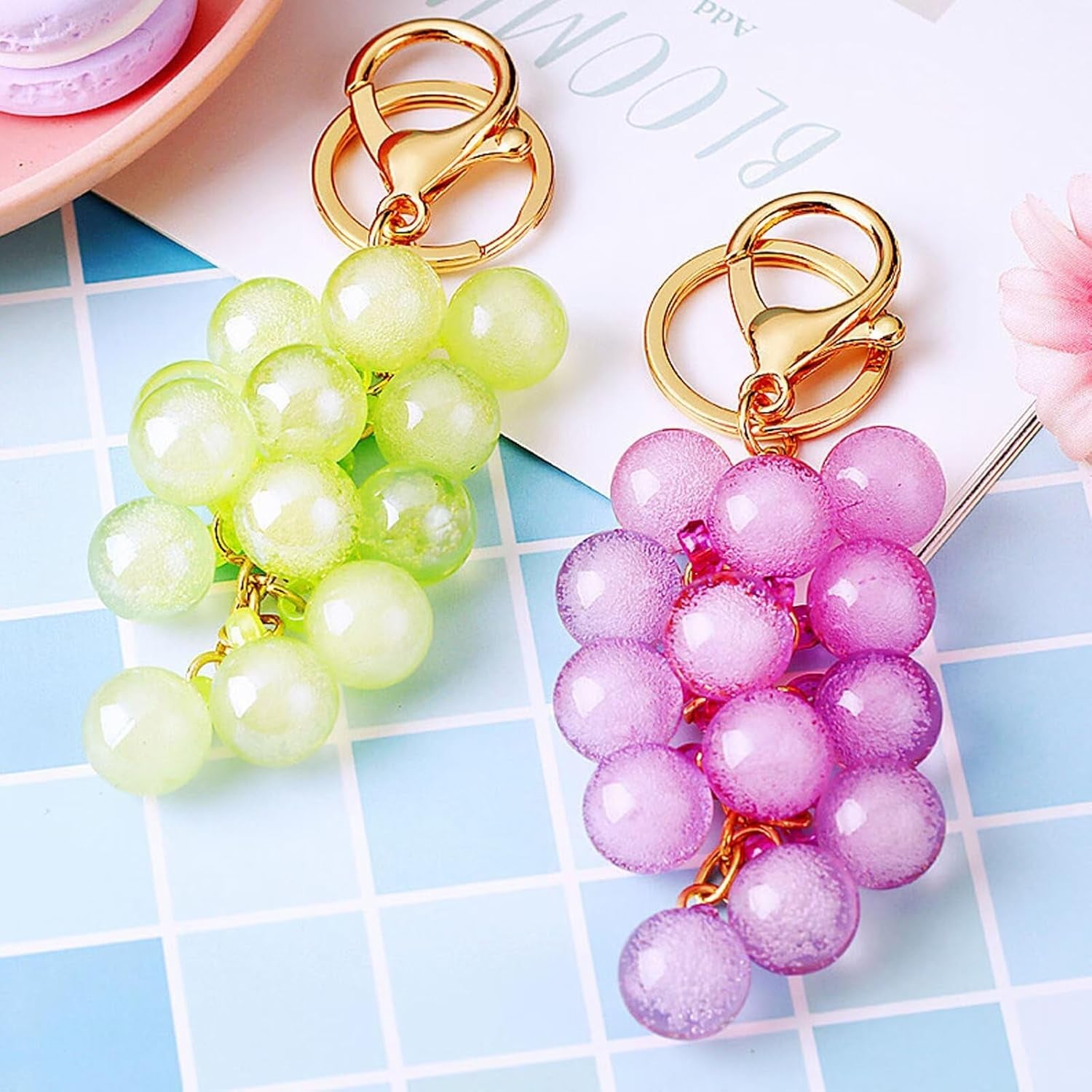 Cute Grape Keychain Pendant,Bag Charms, Handbag Charms for Purses,Key Chains Accessories Decor for Women Gifts