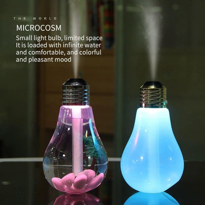 Bulb Humidifier, 400Ml USB Portable Desktop Humidifiers with 7 Color Mood Light, Quiet Personal Aroma Essential Oil Diffuser for Home Office Bedroom, Small Cool Mist Humidifier (6.22X3.46X3.46 In)