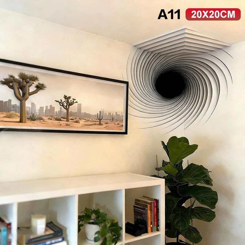 Corner Wall Decal Optical Illusion 3D Wall Sticker Impossible Corners Art Decor Creative Home Living Room Bedroom