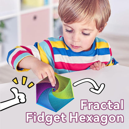 Easter Basket Stuffers for Teens Toddler, 2 Packs 3D Printed Expanded Sensory Fidget Star, Fractal Fidget Hexagon Fingertip Spiral Toy, Stress Relief Desk Spinning Toy for Kids Classroom Gifts