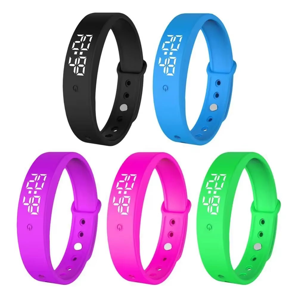 LED Digital Smart Bracelet Waterproof Smart Clock Smartband with Body Temperature Monitor Smart Band Vibration Alarm Reminder
