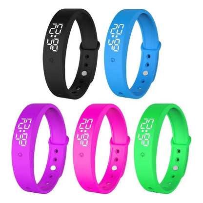 LED Digital Smart Bracelet Waterproof Smart Clock Smartband with Body Temperature Monitor Smart Band Vibration Alarm Reminder