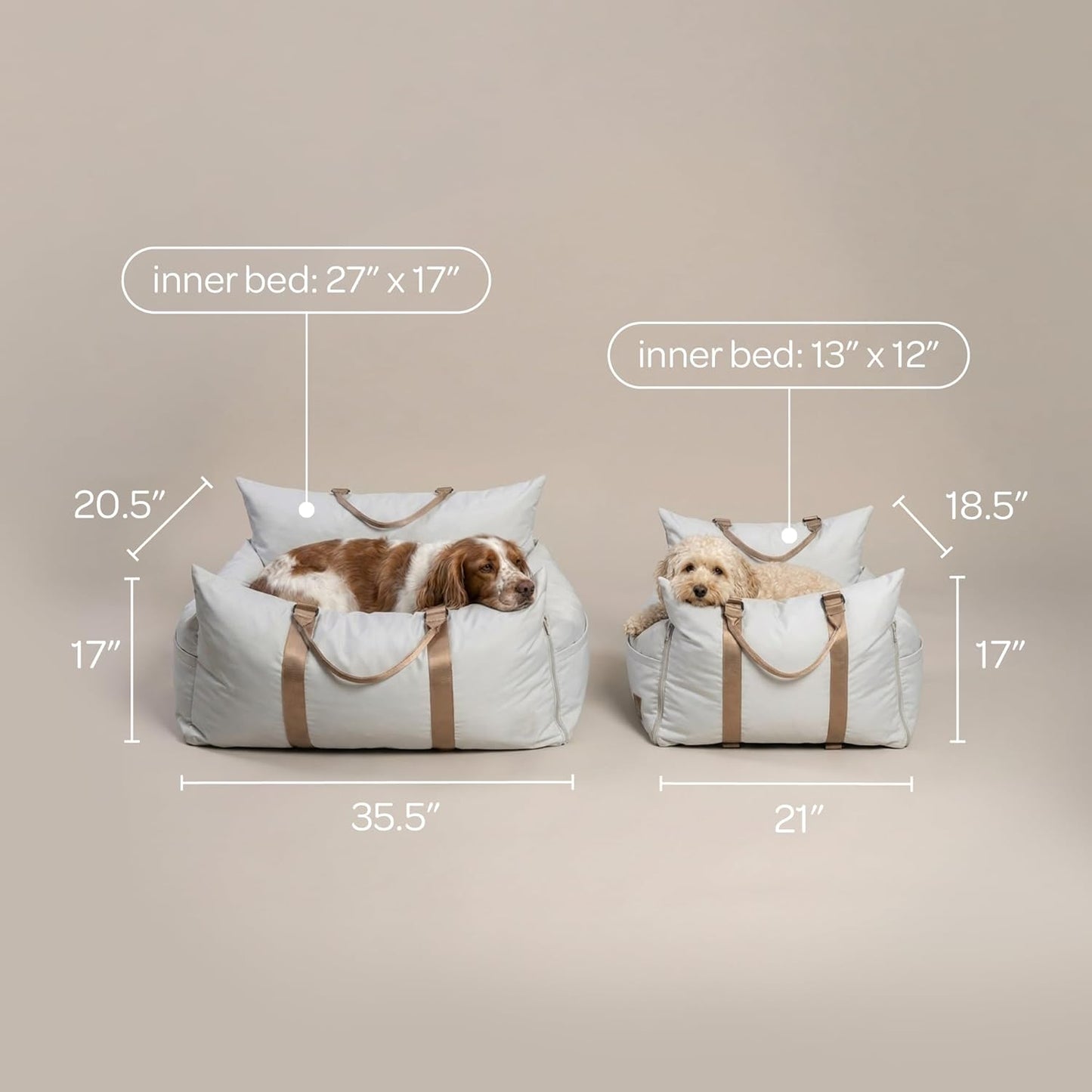Marco Travel Pet Bed – Dog Car Seat for Small & Medium Dogs, Waterproof, Faux Fur Cushion, Safety Belt, Washable Cover, Storage Pockets, Booster Seat (Silva, Single Seater 18.5" X 21")