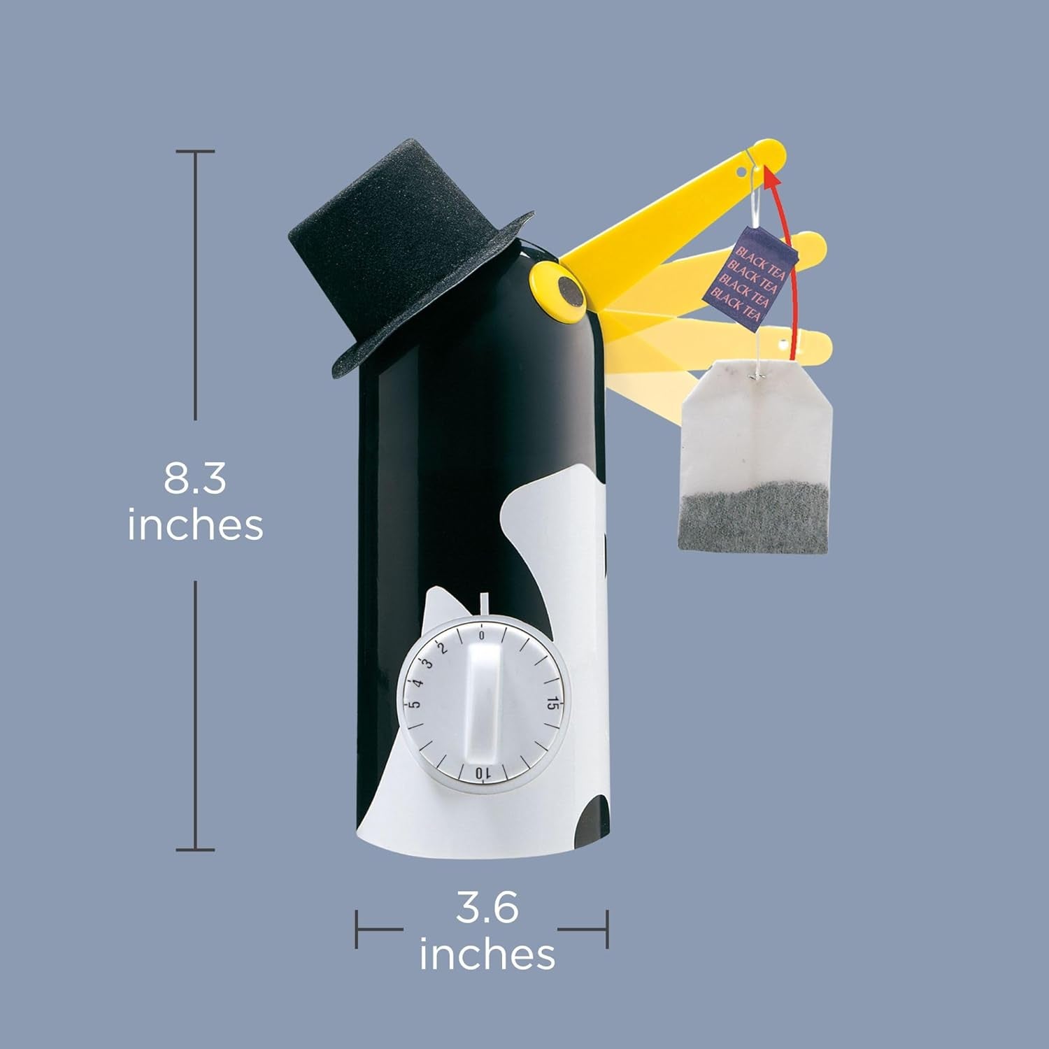 Penguin Tea Boy with Built-In Timer, Tea Bag Holder, Automatic Tea Bag Lifter, Precision Tea Timer, Plastic Tea Brewing Gadget, Tea Accessories & Necessities
