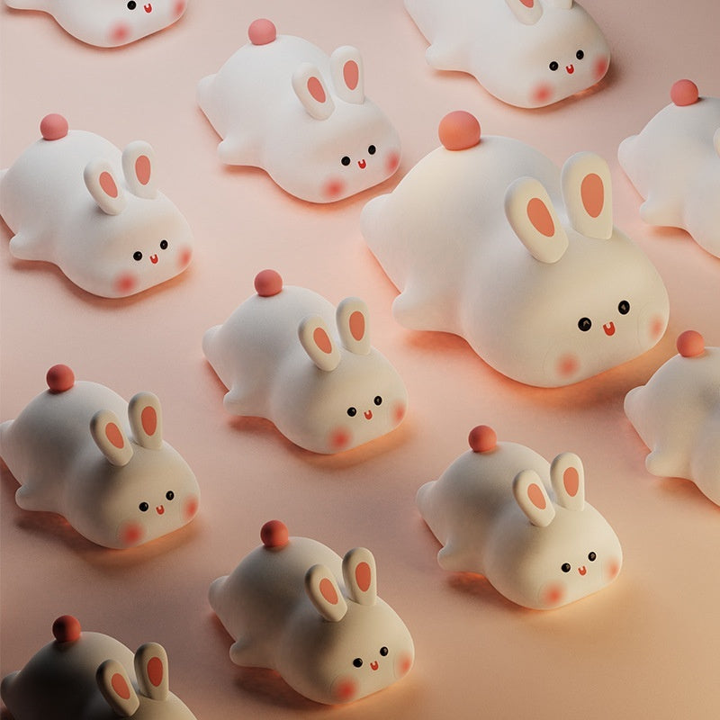 Adorable Touch Sensor LED Night Light - Big Face Rabbit Silicone Lamp for Kids - Perfect Christmas Gift and Home Decor