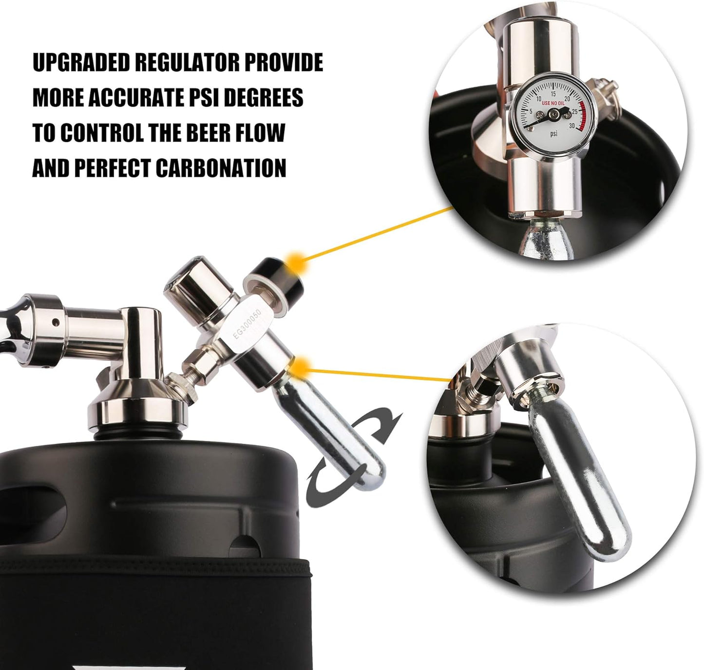 64Oz Growler Tap System, Pressurized Stainless Steel Mini Keg with Cooler Jacket, Portable Home Dispenser System to Keep Fresh and Carbonation for Draft, Homebrew and Craft Beer (Matte Black)