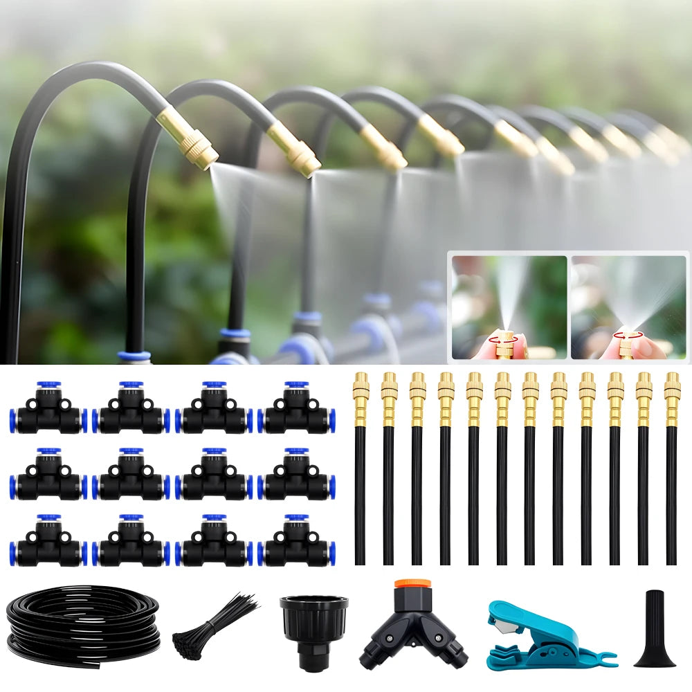 DIY Free Bending Universal Spray Kit for Greenhouse Garden Flowers Plant Watering Irrigation Patio Misting Cooling System