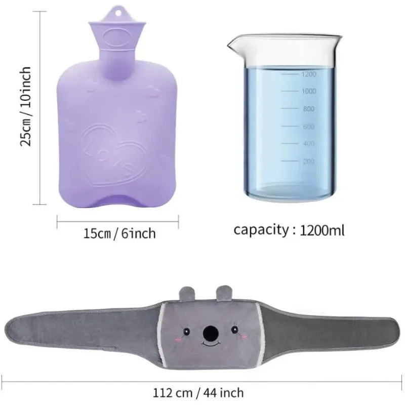 Portable Water Filled Hot Water Bag Belt Winter Hand and Waist Warmer for Women Travel Home Office Cozy Heat Relief